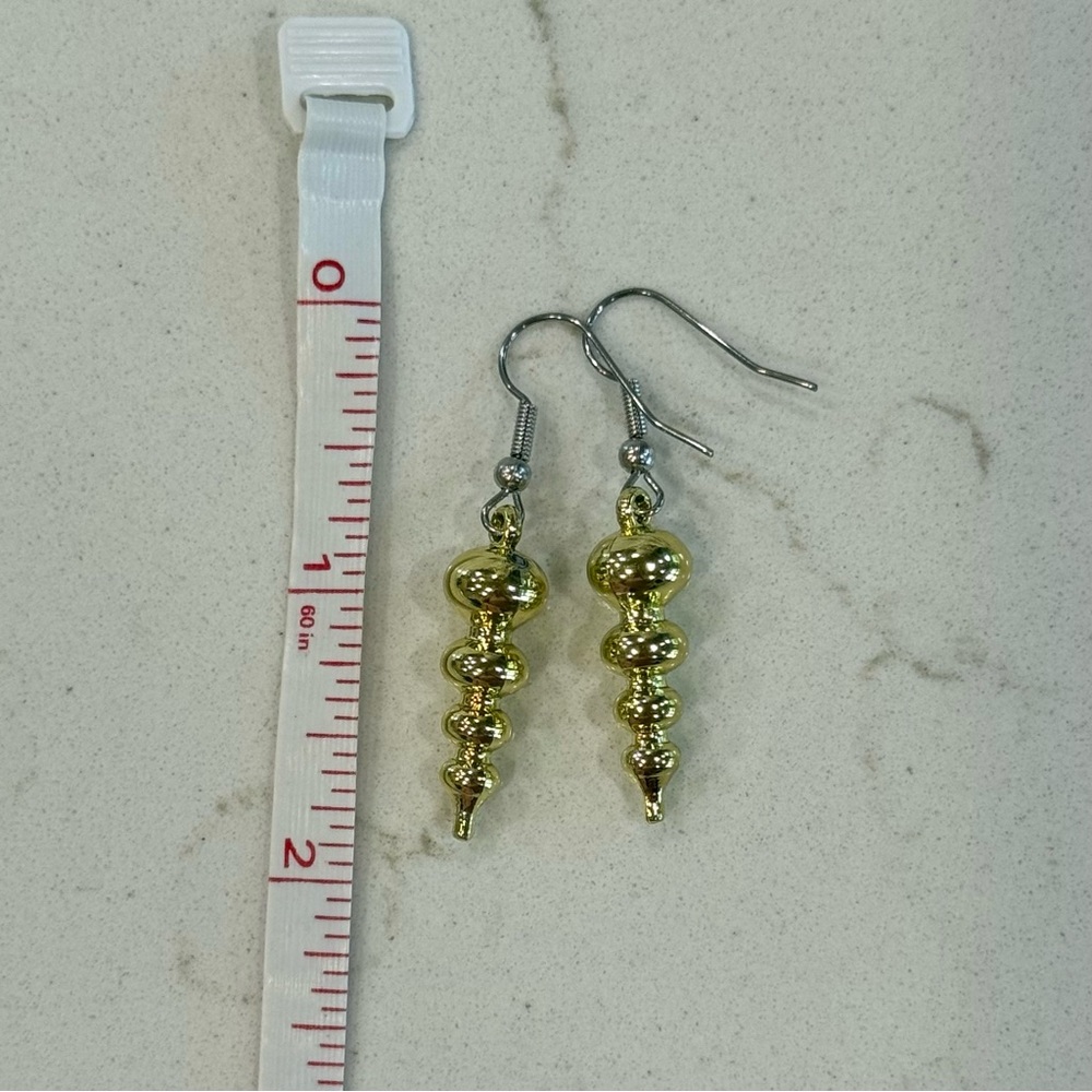 Gold Spiral Bead Drop Earrings - Women Jewelry - Picture 2 of 2